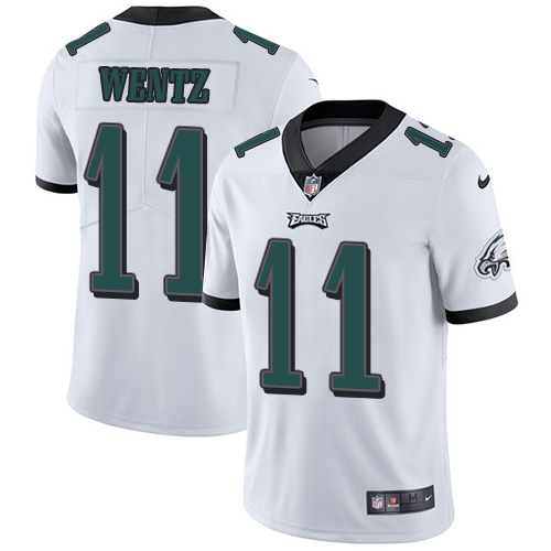 Nike Eagles #11 Carson Wentz White Men's Stitched NFL Vapor Untouchable Limited Jersey - Click Image to Close